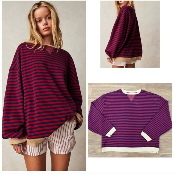 We The Free Tops - We The Free by Free People Classic Striped Crewneck Sweatshirt